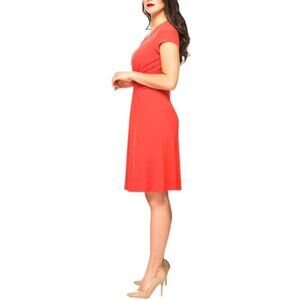 Joseph Ribkoff Flamingo Knotted V-Neck Fit And Flare Dress Sz 10